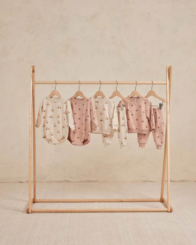 Quincy Mae crewneck bubble romper | tractors