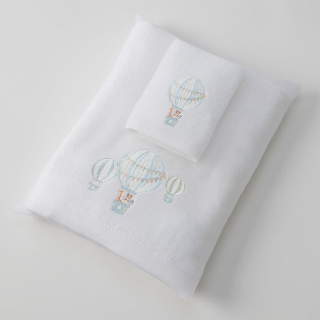 Jiggle & Giggle Balloon Voyage Bath Towel & Face Washer in Organza Bag