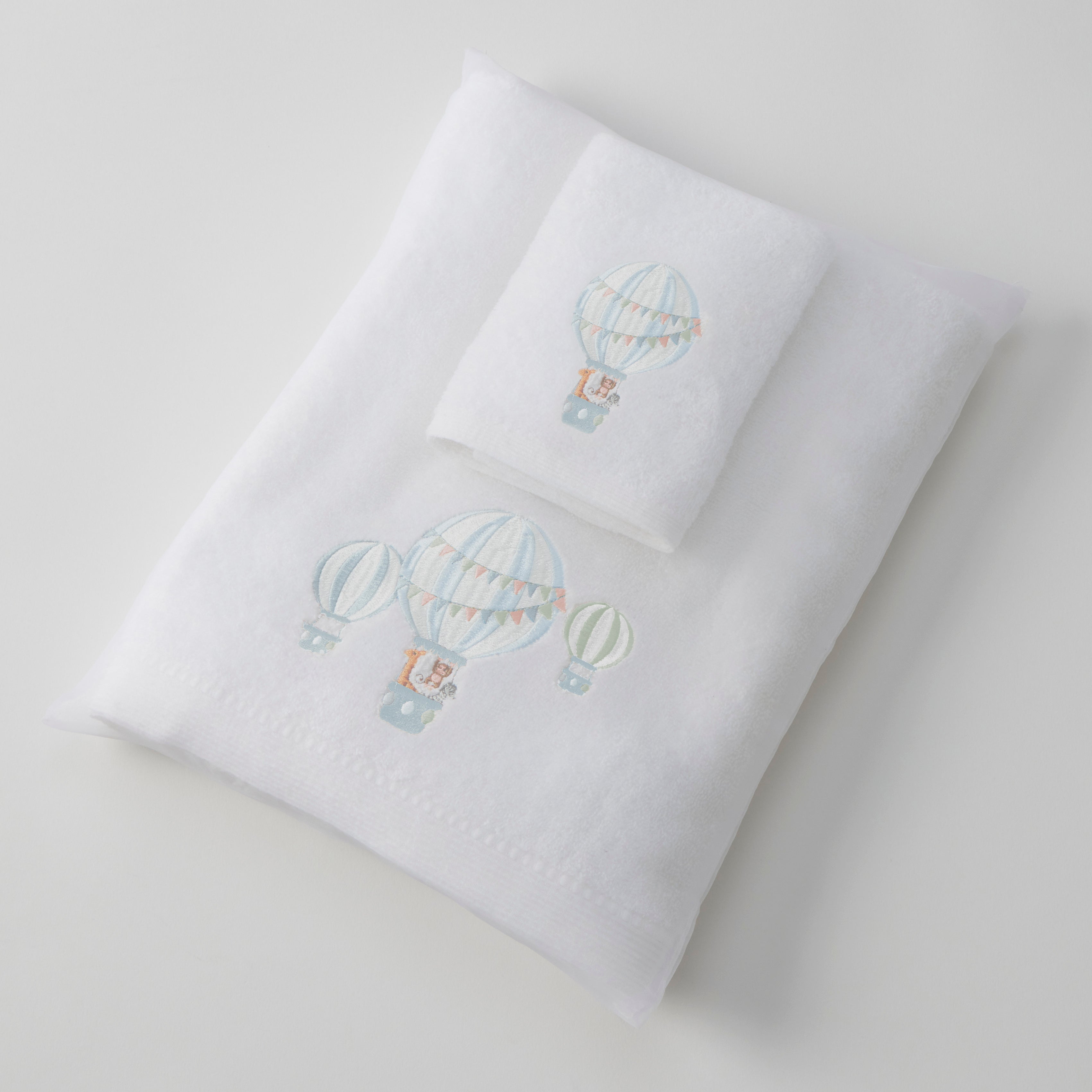 Jiggle & Giggle Balloon Voyage Bath Towel & Face Washer in Organza Bag