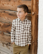 Rylee & Cru Collared Long Sleeve Shirt || Charcoal Check