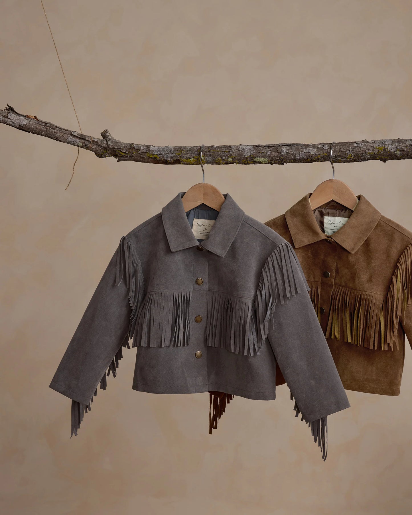 Rylee & Cru Fringe Jacket || Dusty Blue