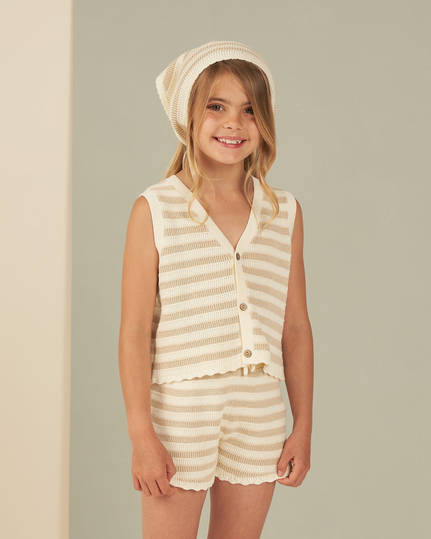 Rylee & Cru Knit vest || Sand Stripe