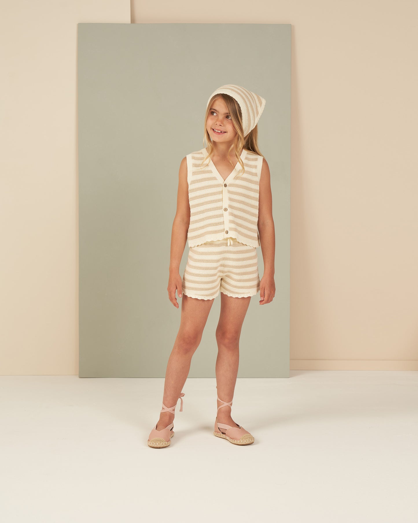 RYLEE & CRU knit shorts || sand stripe