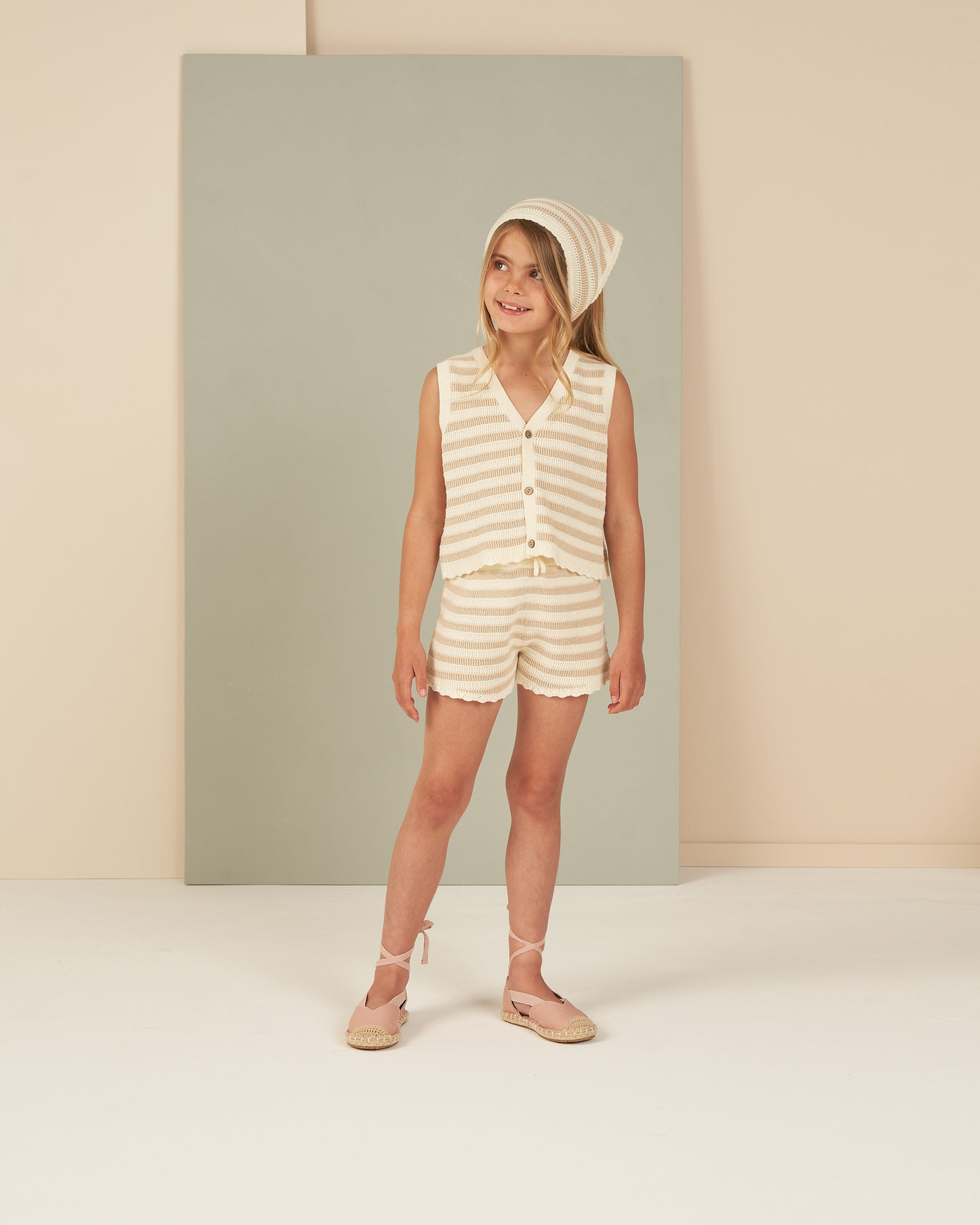 Rylee & Cru Knit Shorts || Sand Stripe