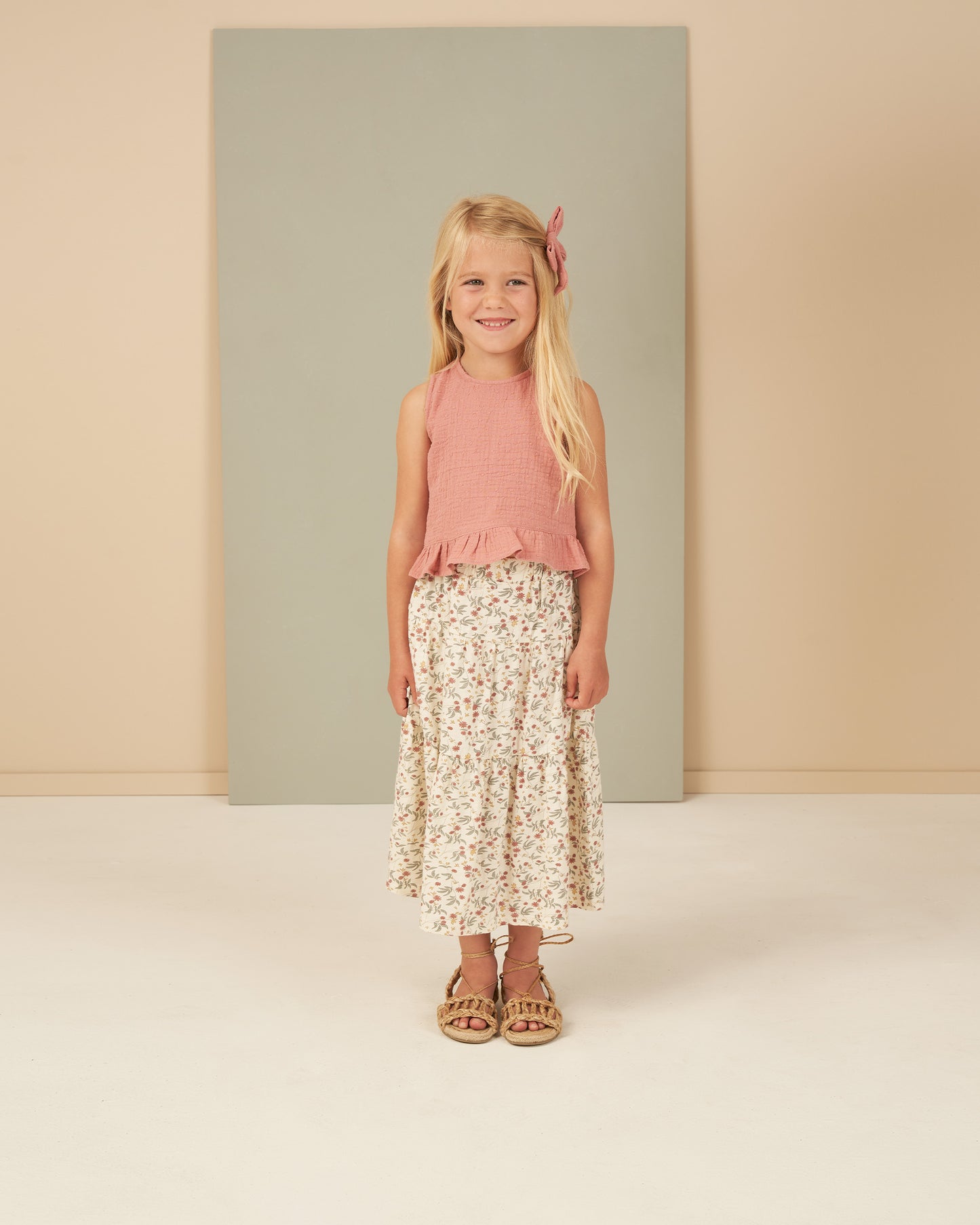 Rylee & Cru Tiered Midi Skirt || Aster