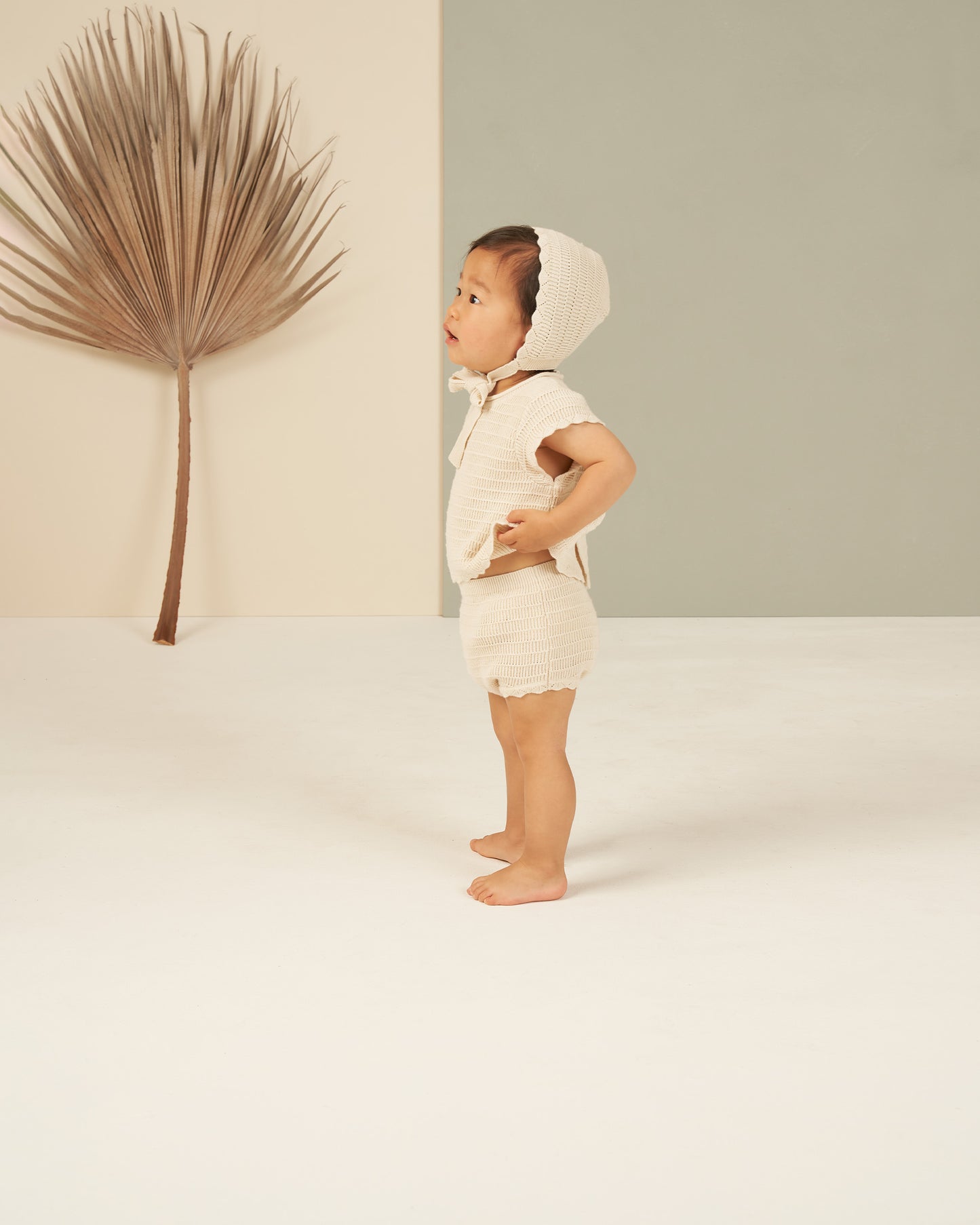 Rylee & Cru Scallop Knit Baby Set || Natural