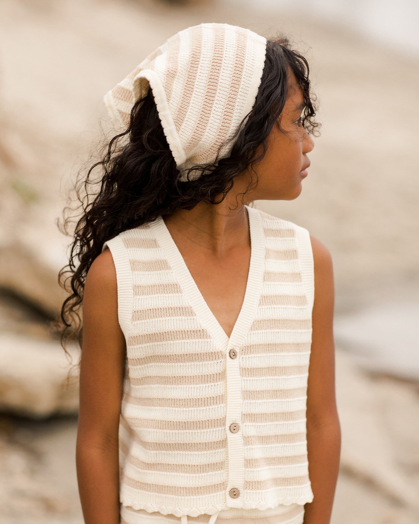 RYLEE & CRU crochet scarf headband | sand stripe