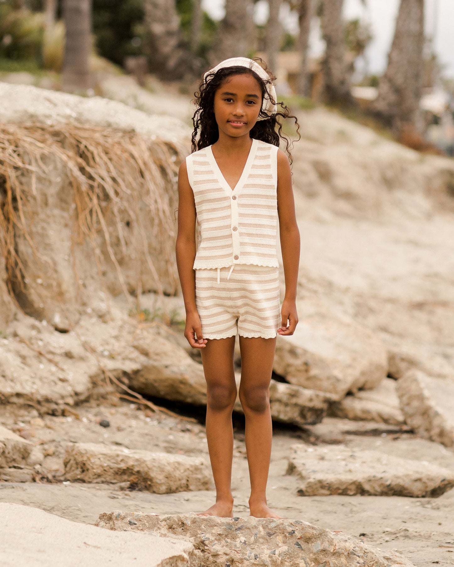 RYLEE & CRU knit shorts || sand stripe