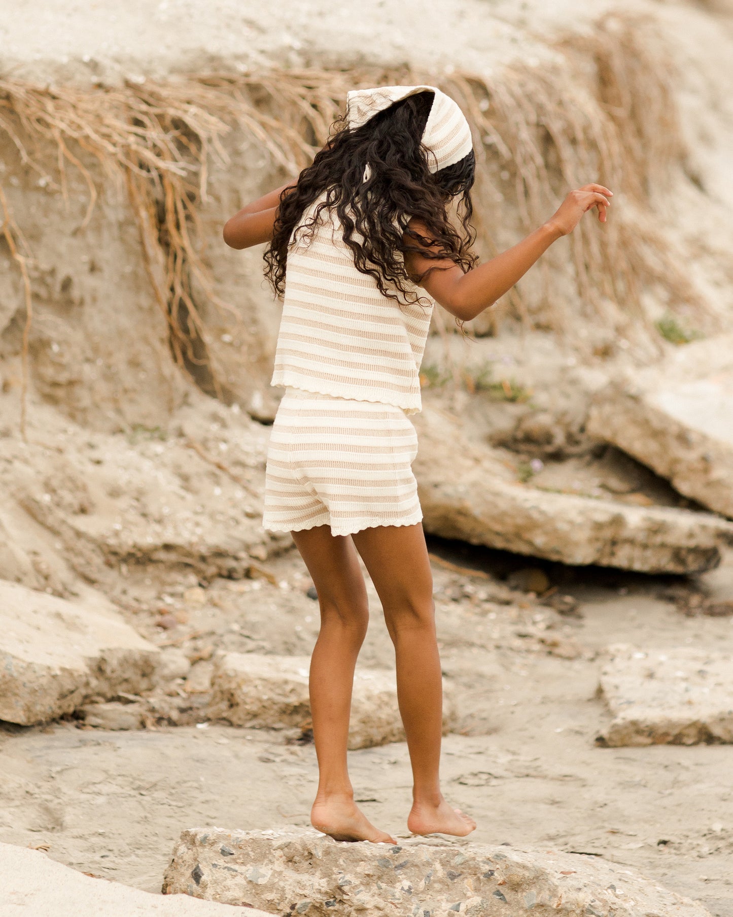 RYLEE & CRU knit shorts || sand stripe