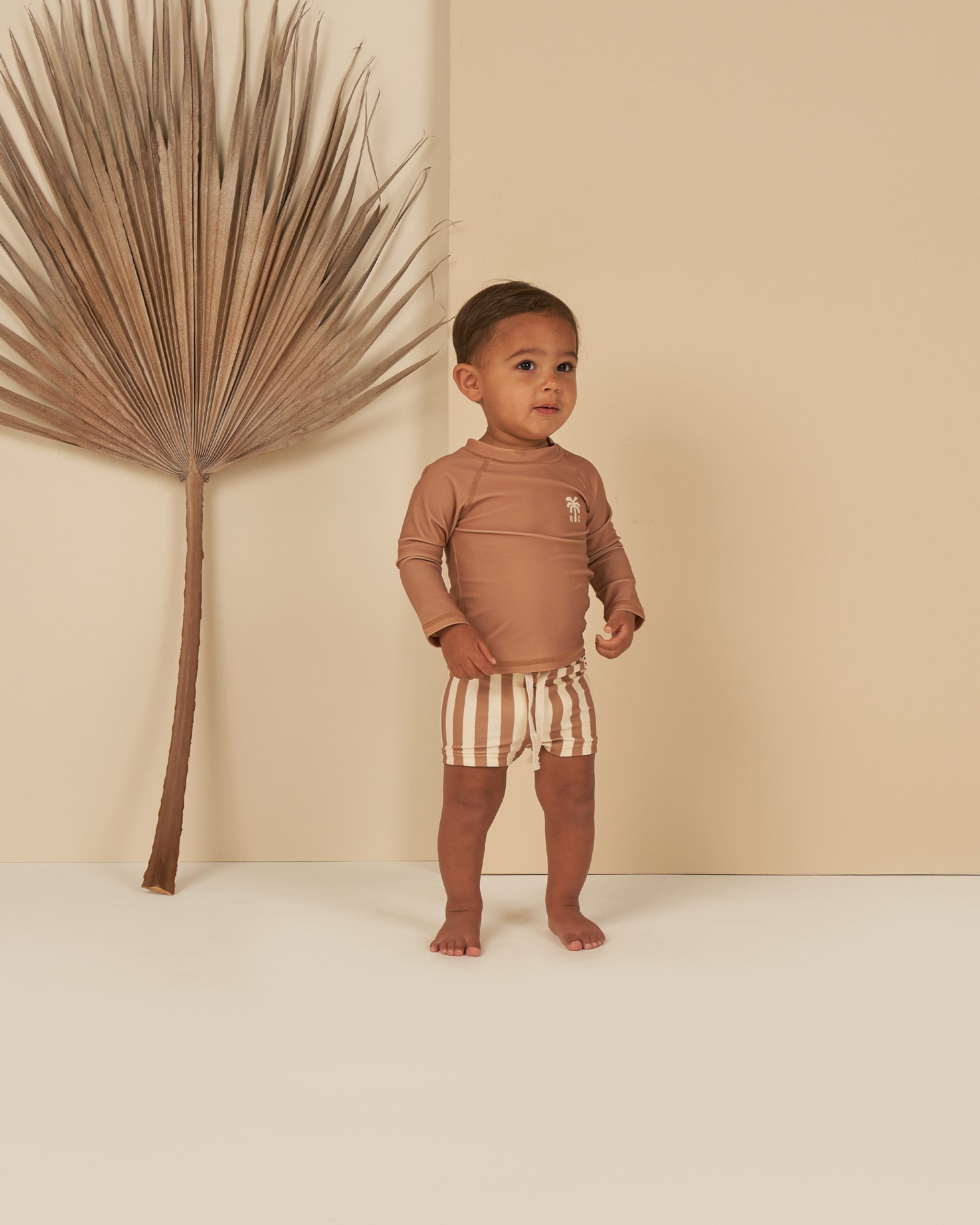 Rylee & Cru Rash Guard Boy Set || Clay Stripe