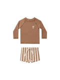 Rylee & Cru Rash Guard Boy Set || Clay Stripe