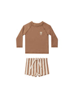 Rylee & Cru Rash Guard Boy Set || Clay Stripe