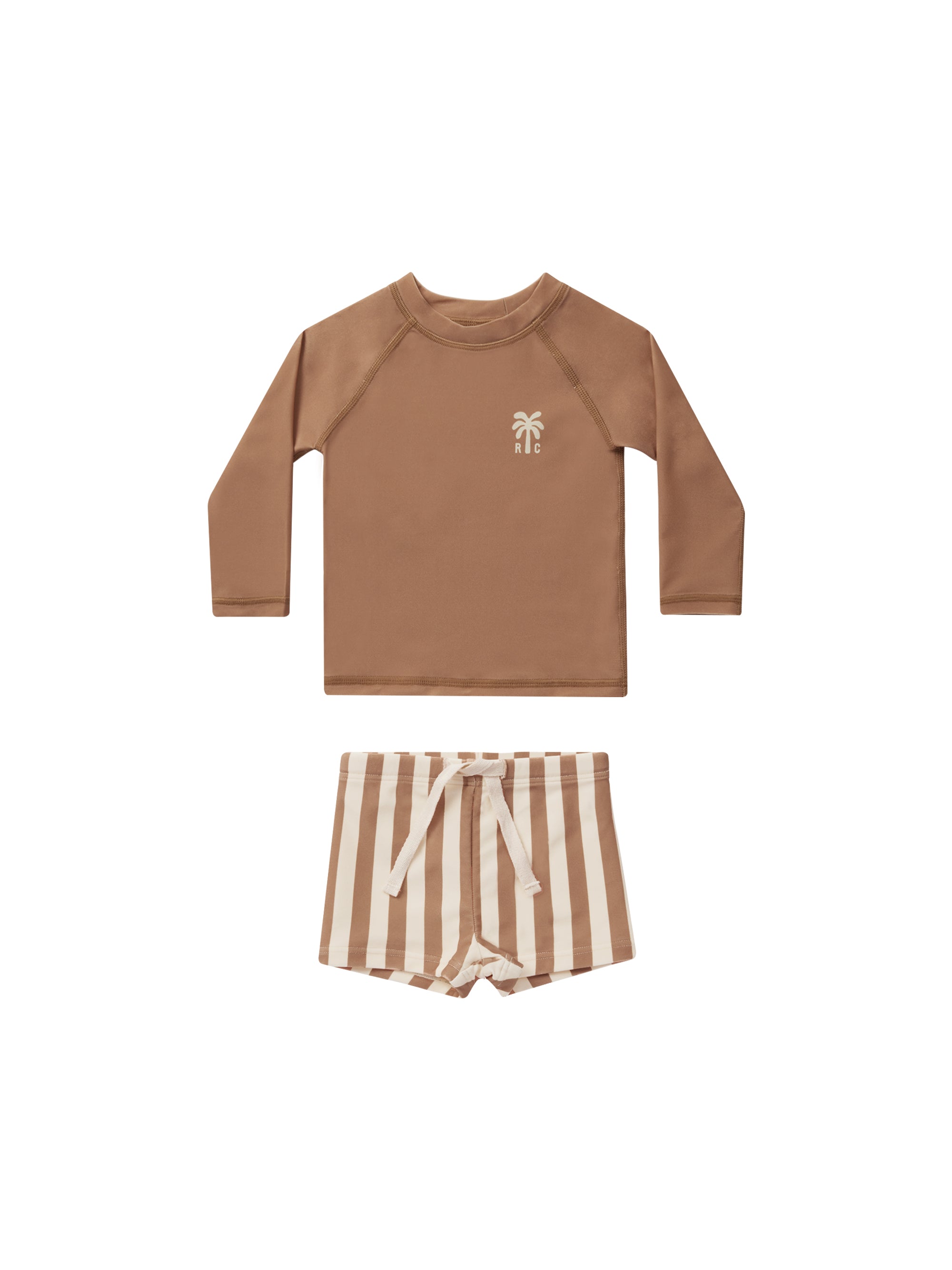 Rylee & Cru Rash Guard Boy Set || Clay Stripe