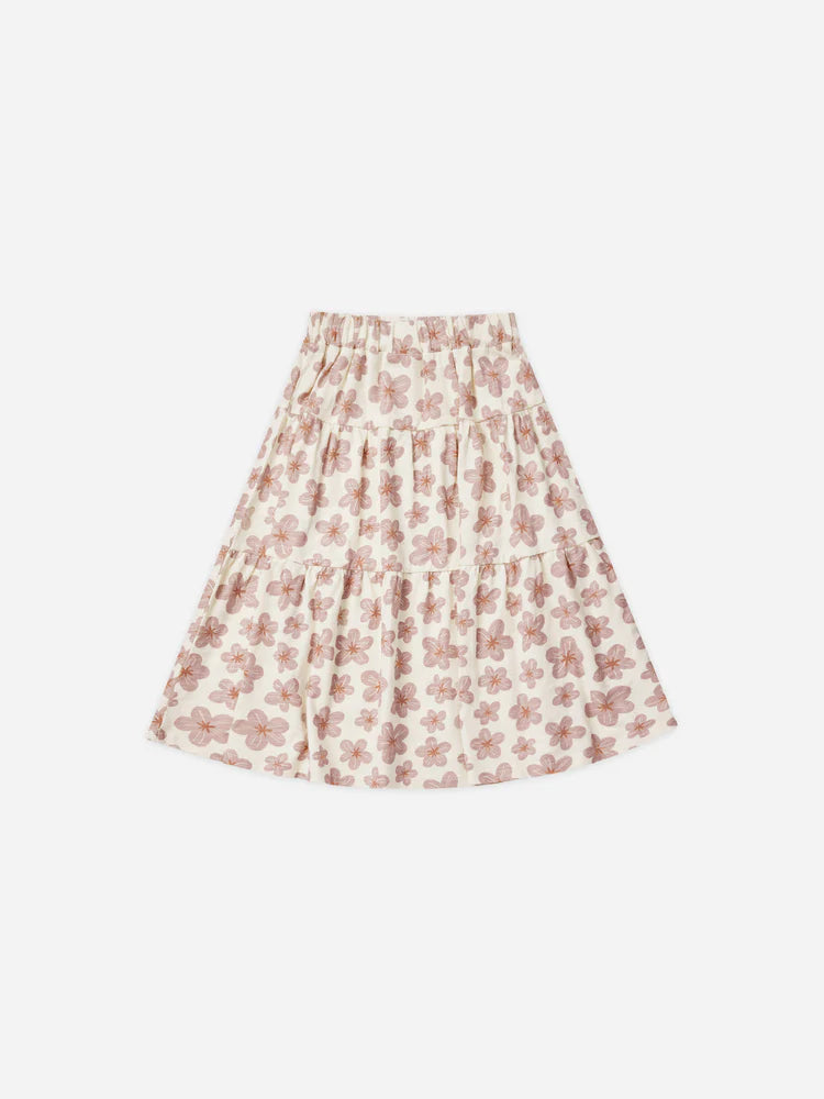 Rylee & Cru Tiered Midi Skirt || Hibiscus