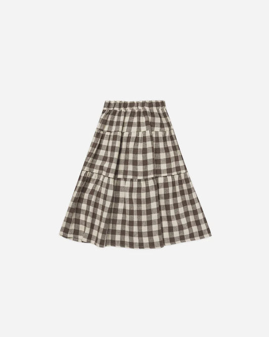 RYLEE & CRU Tiered Midi Skirt || Charcoal Check