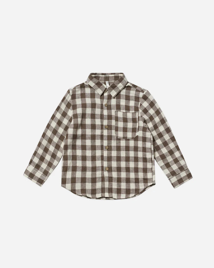 RYLEE & CRU Collared Long Sleeve Shirt || Charcoal Check