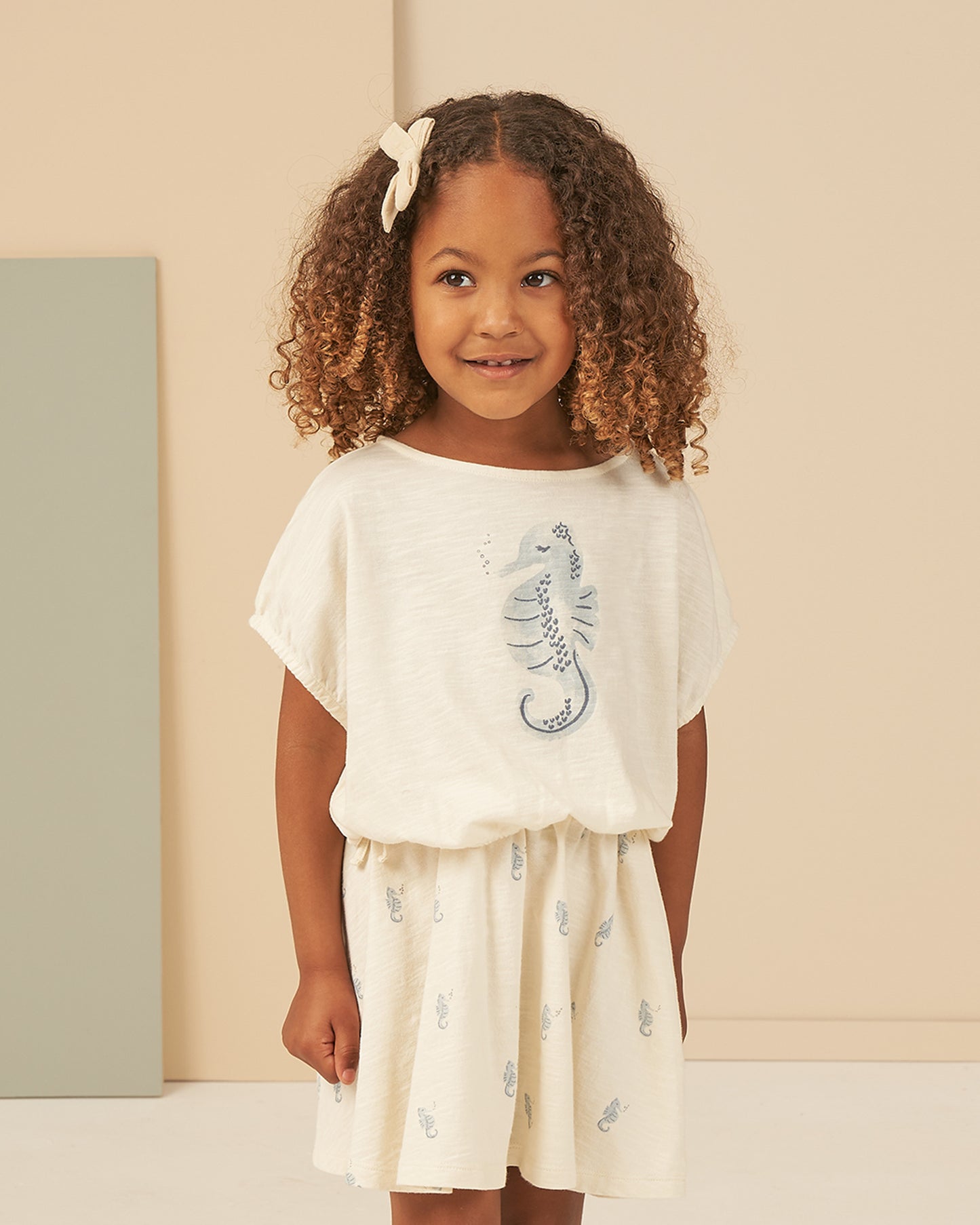 RYLEE & CRU Cropped Cinched Tee || Seahorse