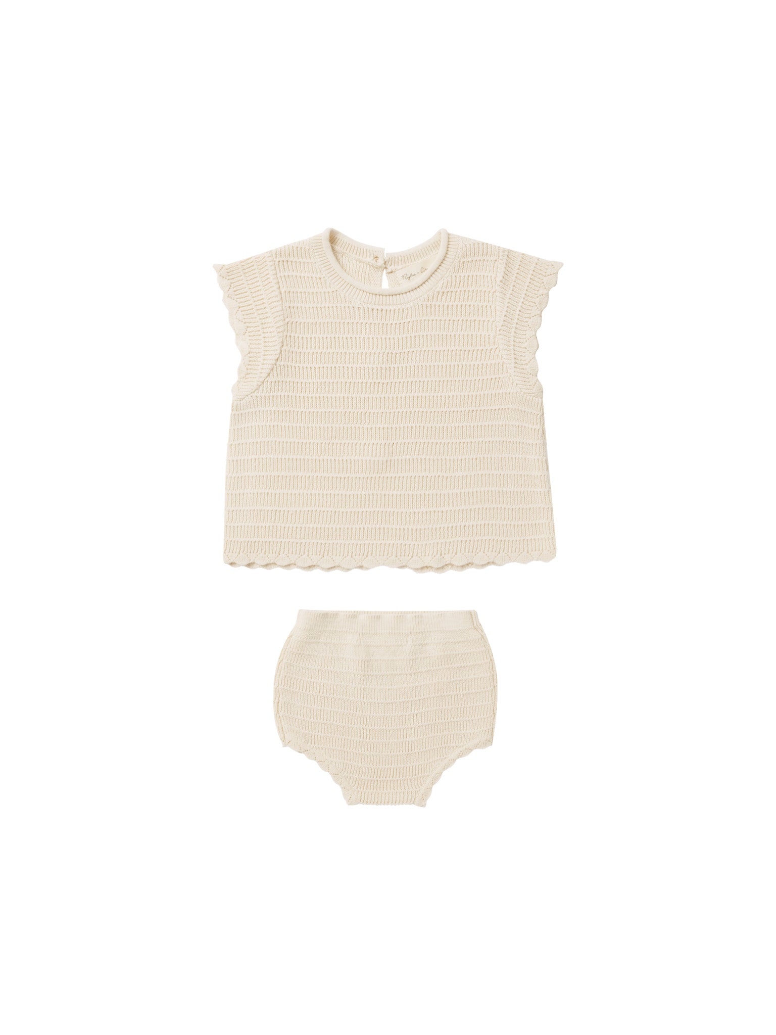 Rylee & Cru Scallop Knit Baby Set || Natural