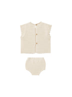Rylee & Cru Scallop Knit Baby Set || Natural