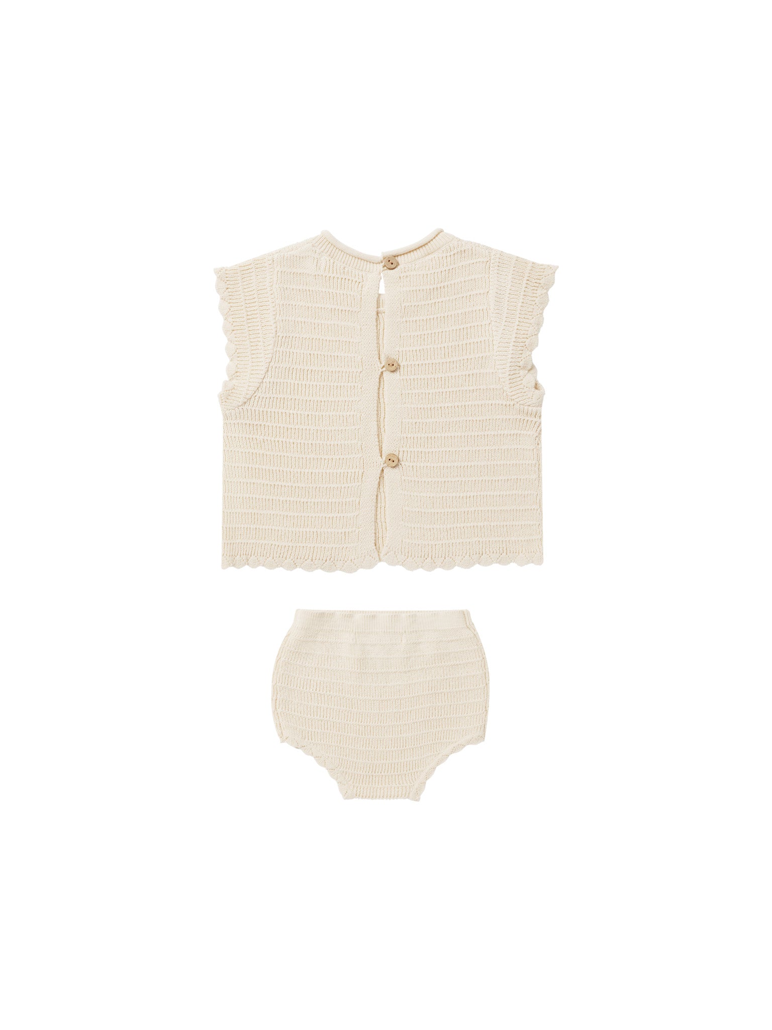 Rylee & Cru Scallop Knit Baby Set || Natural