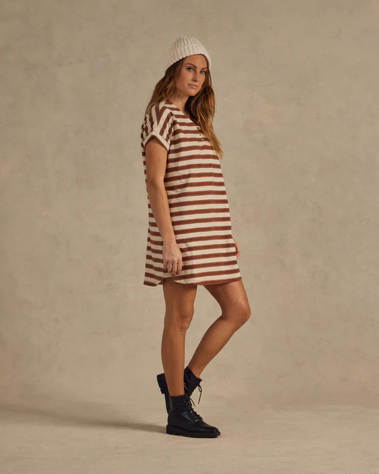 RYLEE + CRU Women's Henley Shirt Dress | Cedar Stripe