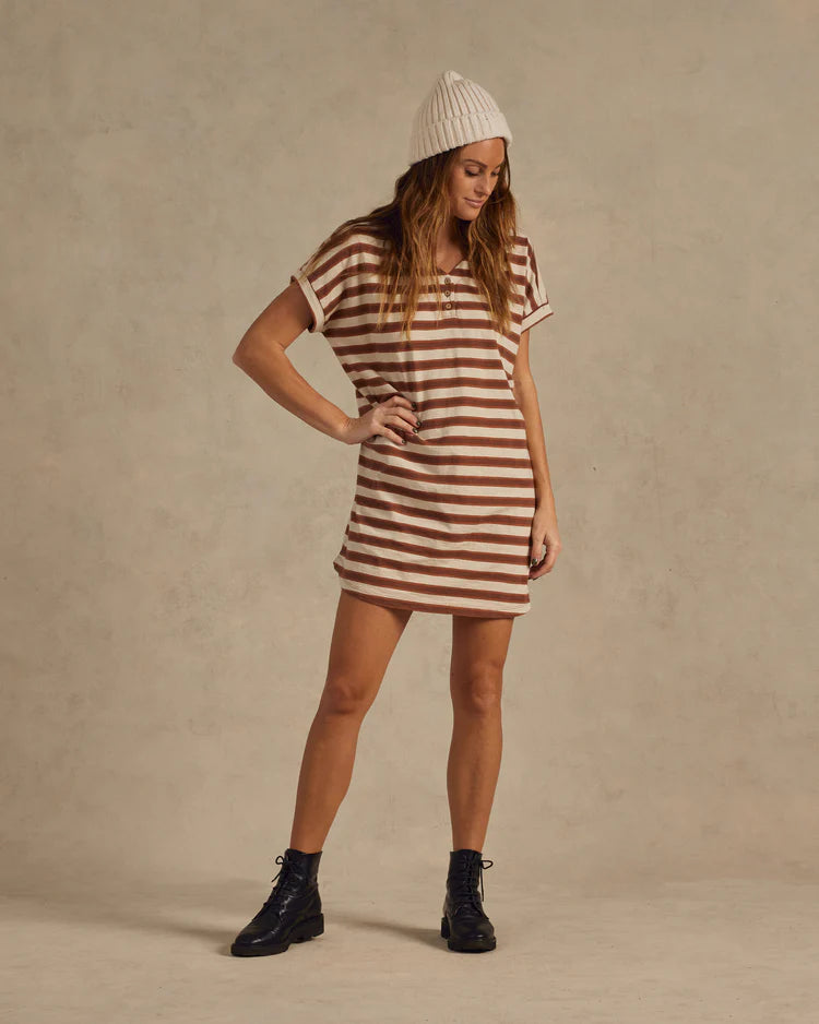 RYLEE + CRU Women's Henley Shirt Dress | Cedar Stripe