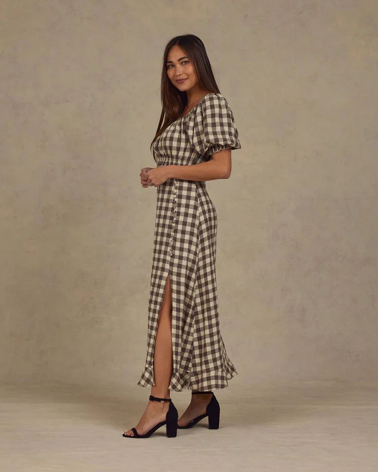 Rylee & Cru Women's Button Slit Skirt || Charcoal Check