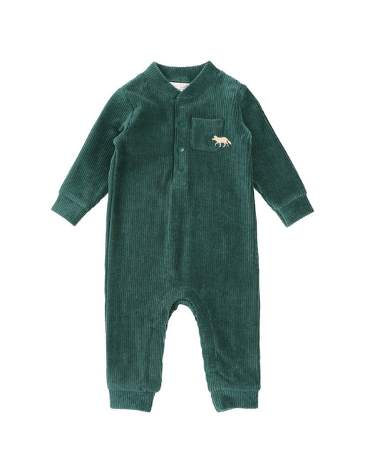 Fox & Finch Cool Dogs Velour Rib LS Romper