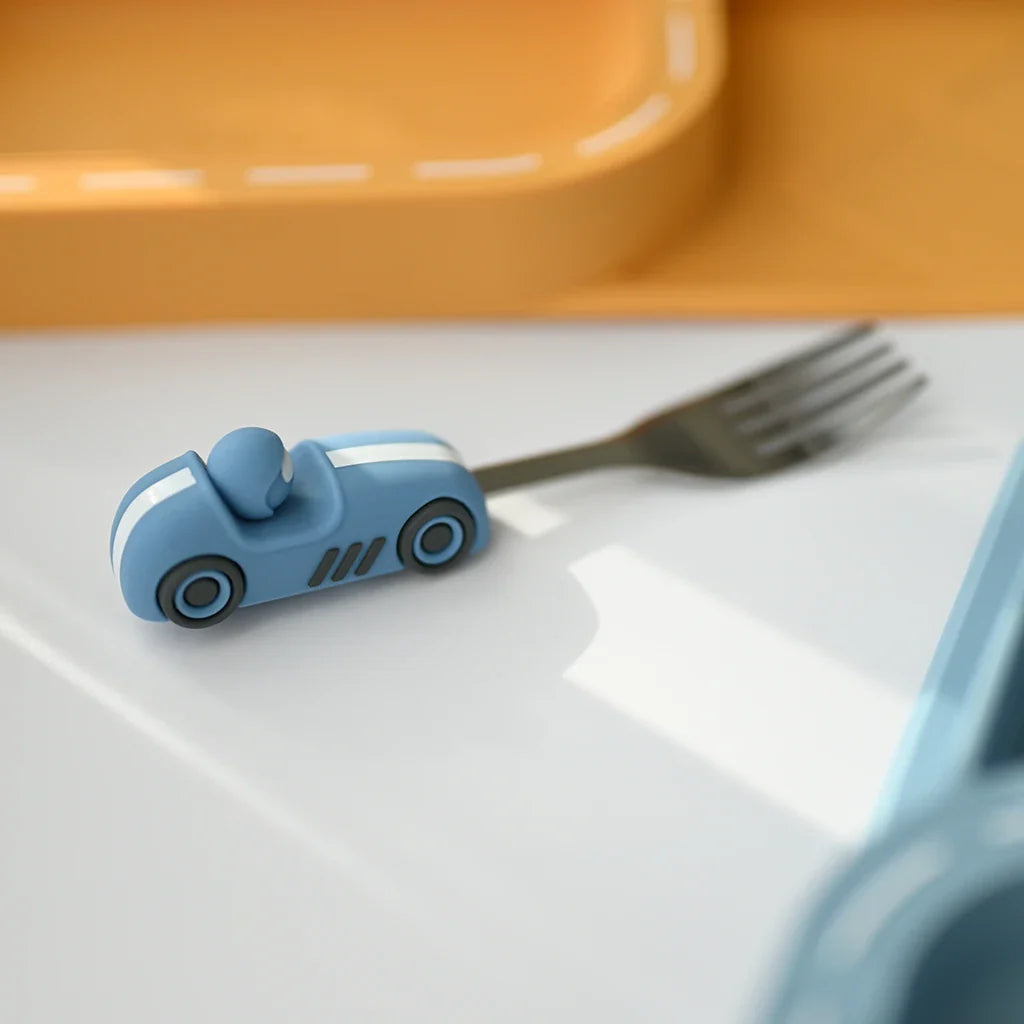 Zooli Children's Cutlery Set -Powder Blue Race Car