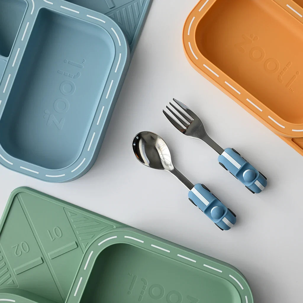 Zooli Children's Cutlery Set -Powder Blue Race Car