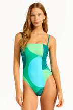 Seafolly - DD Bandeau One Piece - Vivid Green