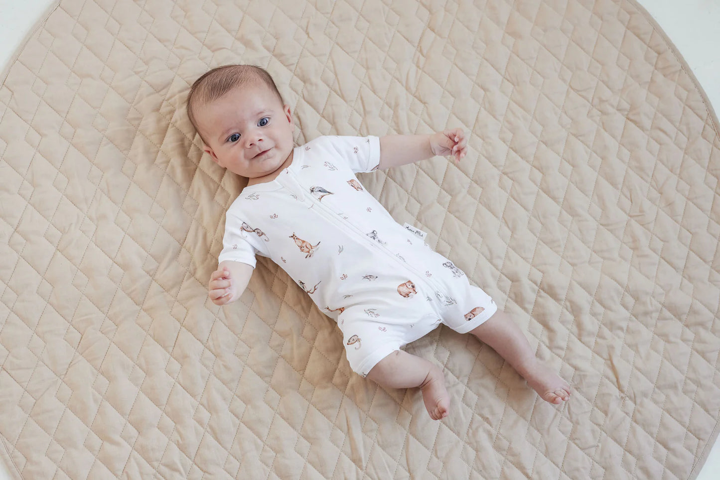 Aster and Oak Native Animals SS Zip Romper