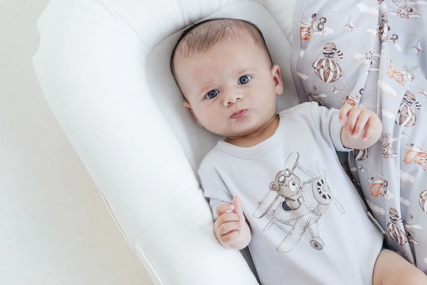 Aster & Oak - Flying Oli Bear Print Onesie