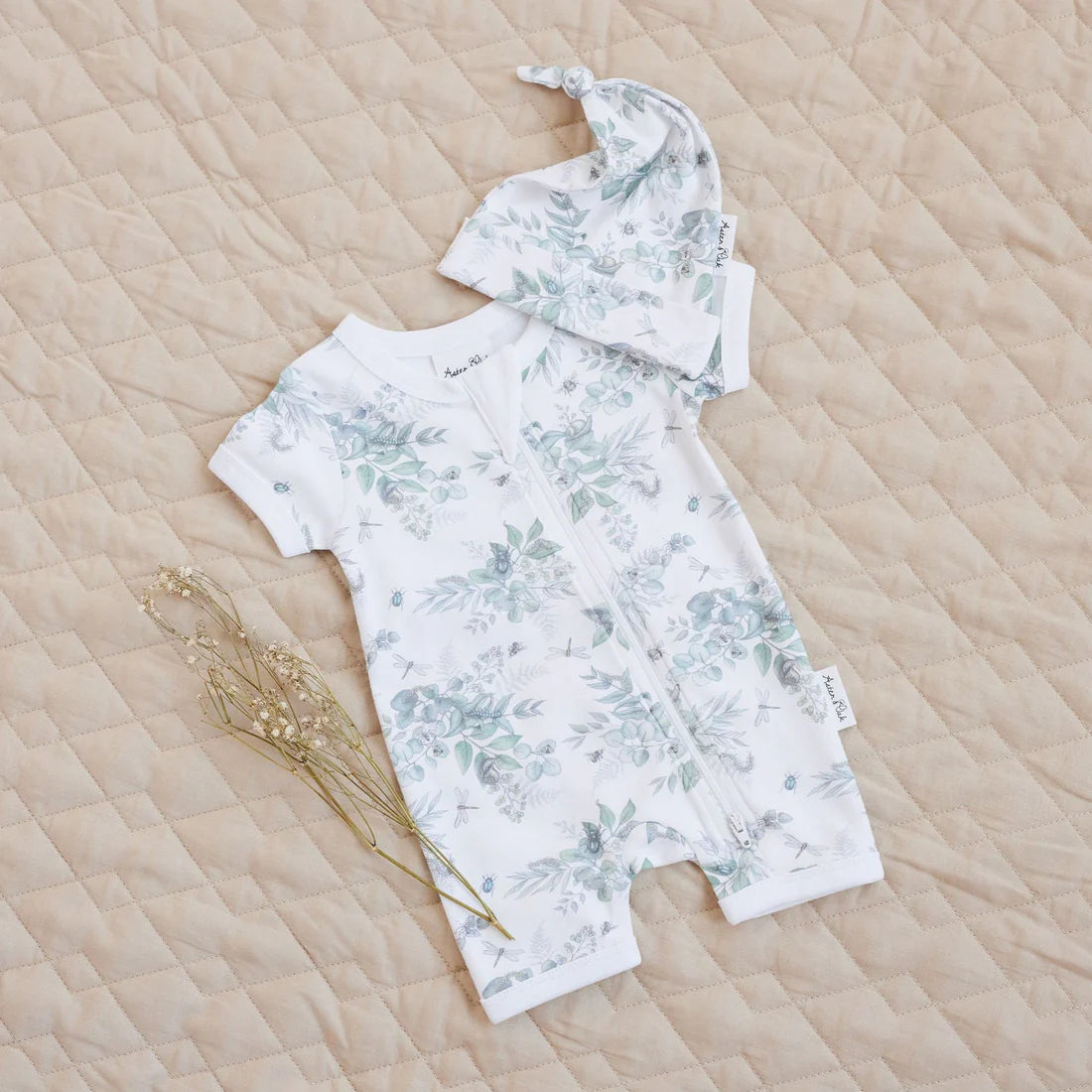 Aster and Oak Snuggle Bug SS Zip Romper