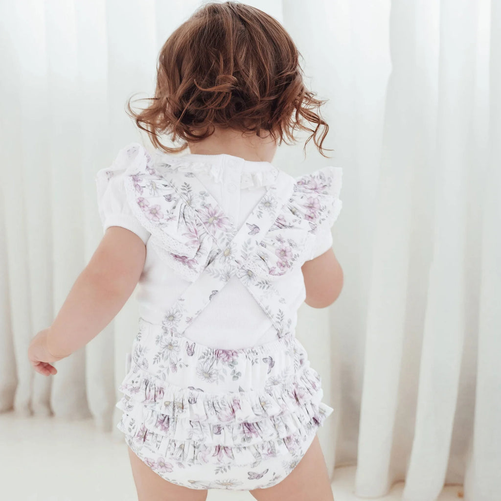 Aster & Oak White Ruffle Puff Top