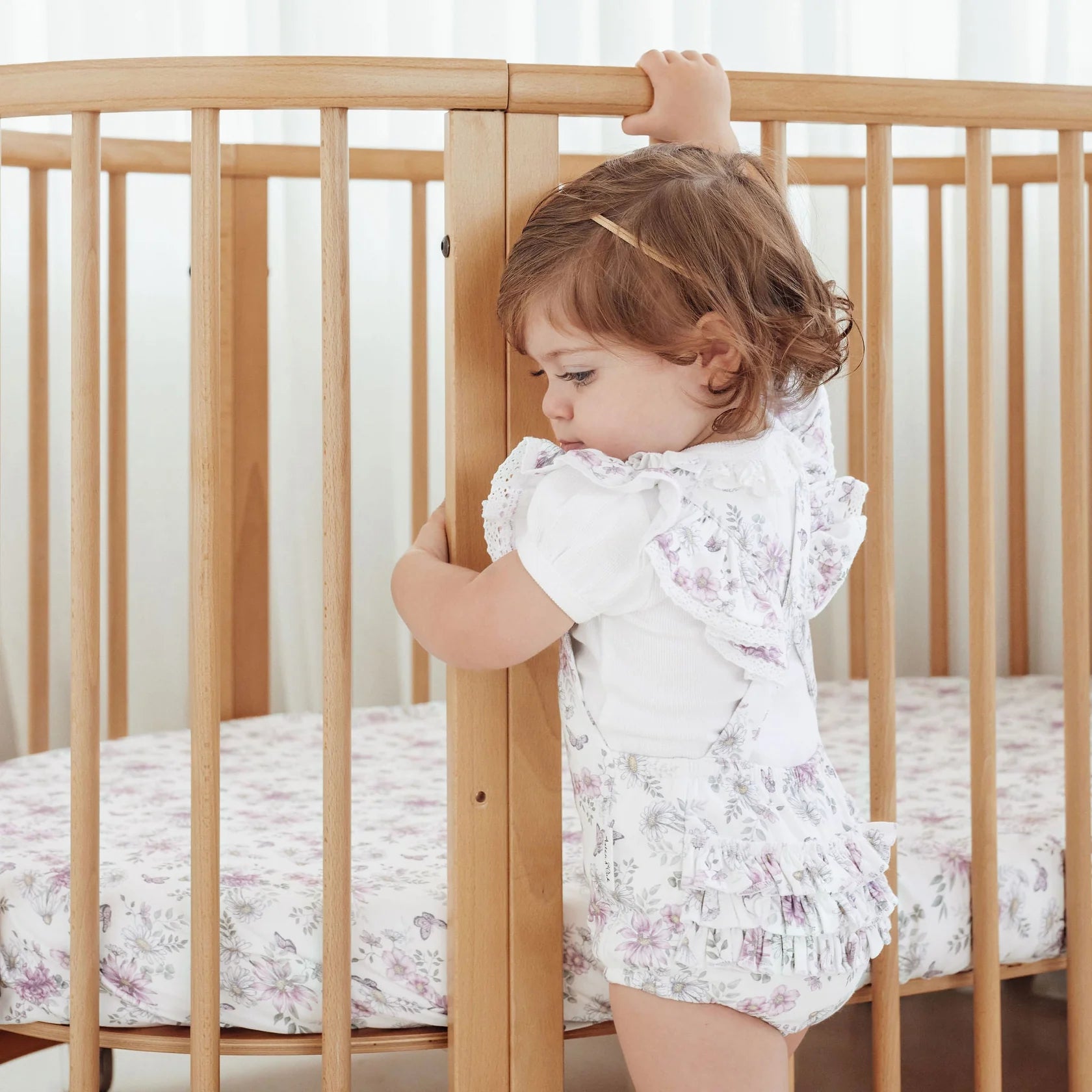 Aster and Oak White Ruffle Puff Top