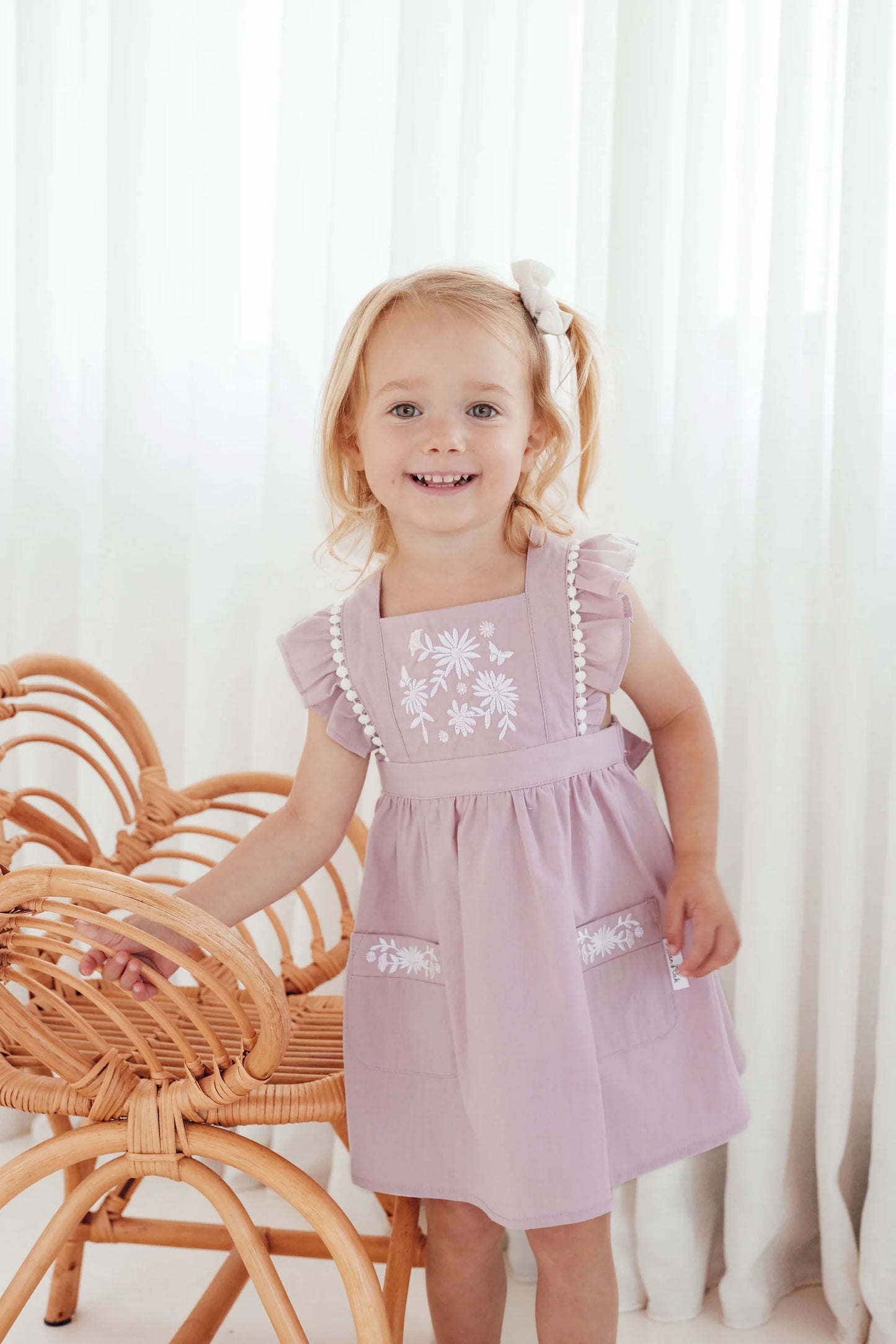 Aster and Oak Orchid Daisy Embroidered Dress