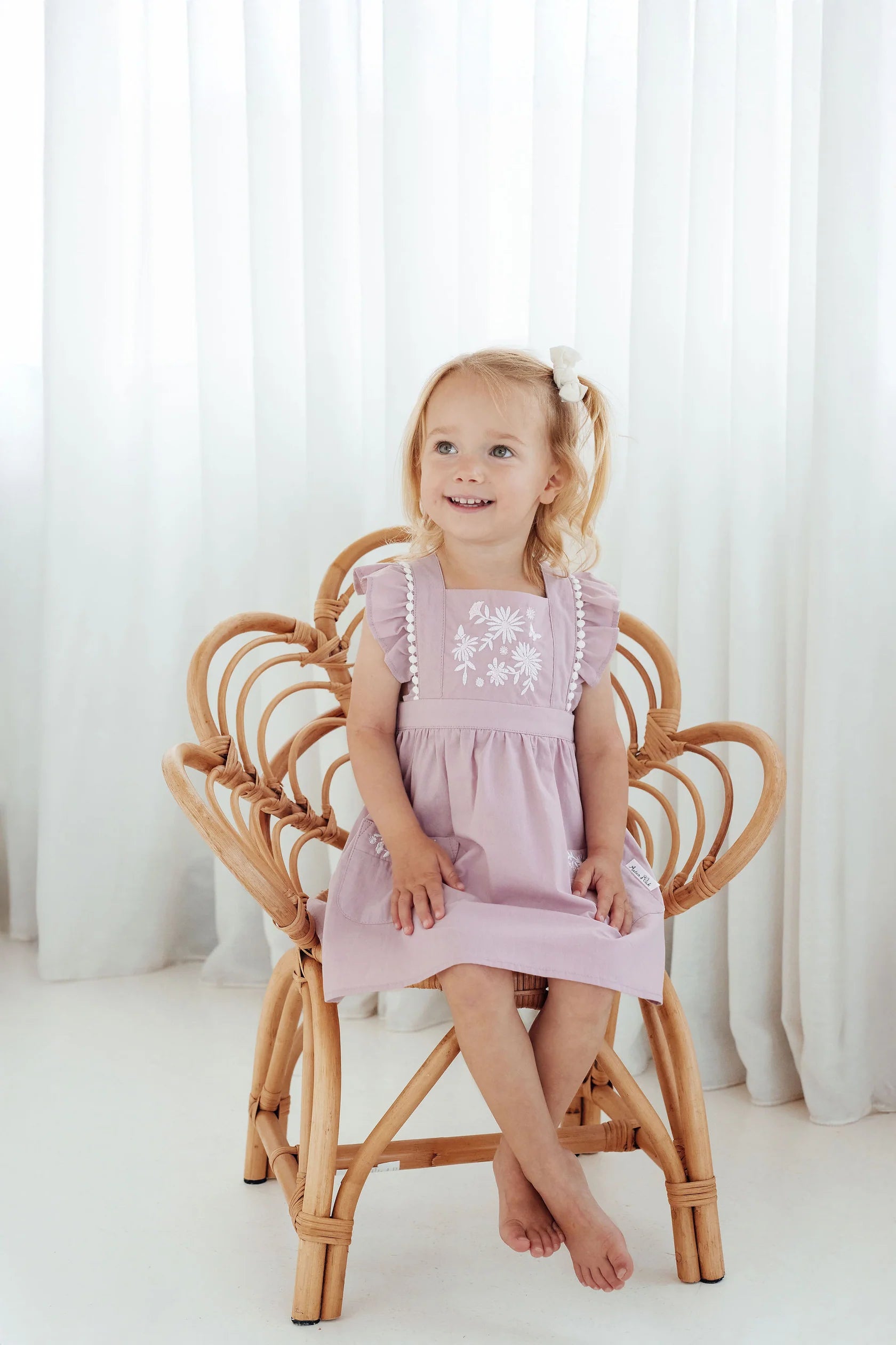 Aster and Oak Orchid Daisy Embroidered Dress