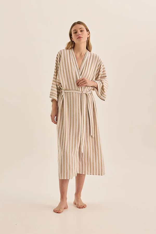 Gingerlilly - Sunny Natural Stripe Linen Robe