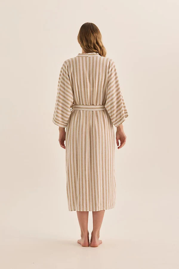 Gingerlilly - Sunny Natural Stripe Linen Robe