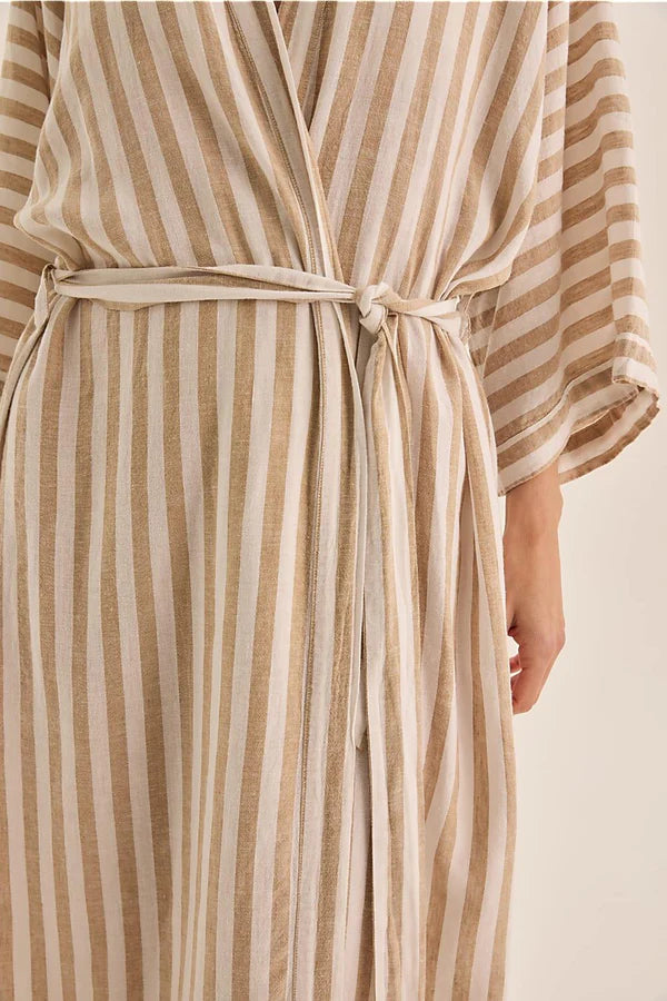 Gingerlilly - Sunny Natural Stripe Linen Robe