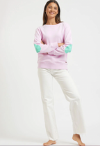 Est 1971- Classic Cotton Sweatshirt- Powder Pink/ Apple Green