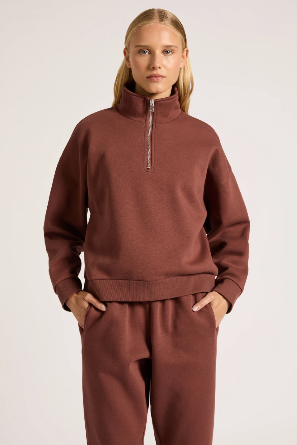 Nude Lucy Carter Classic Zip Front Sweat Wine