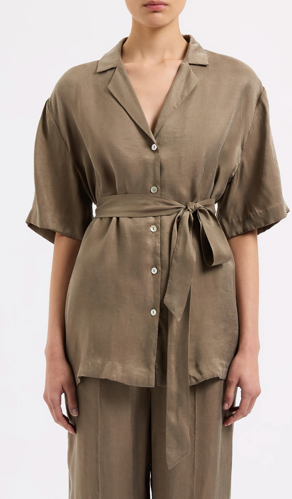 Nude Lucy Seshni Tencel Shirt Chestnut