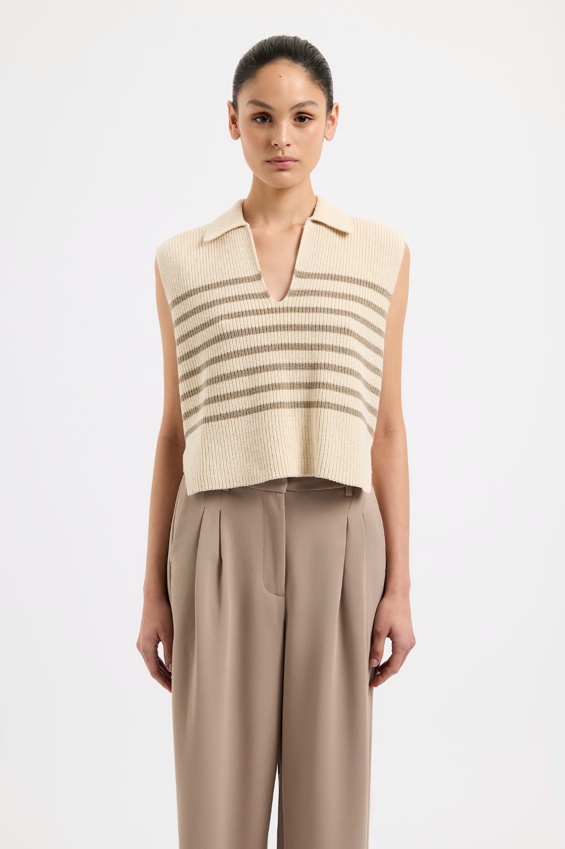 Nude Lucy Enes Stripe Knit Vest Chestnut Stripe