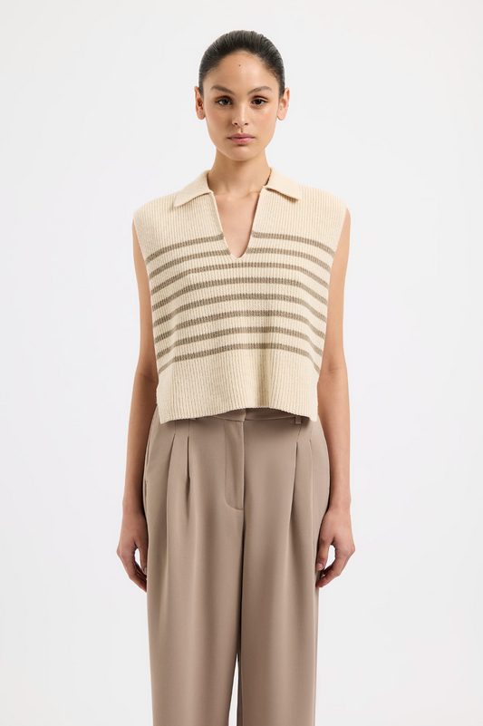 Nude Lucy Enes Stripe Knit Vest Chestnut Stripe