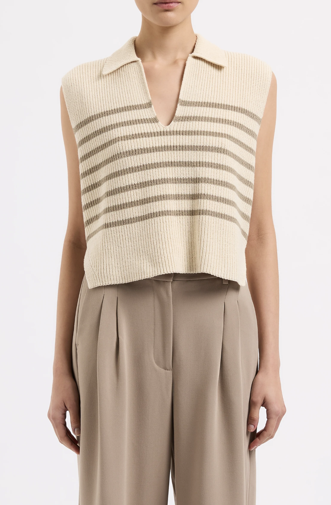 Nude Lucy Enes Stripe Knit Vest Chestnut Stripe