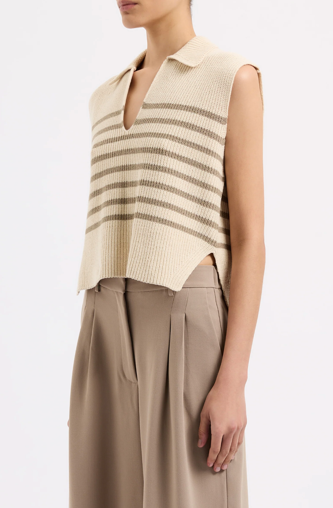 Nude Lucy Enes Stripe Knit Vest Chestnut Stripe