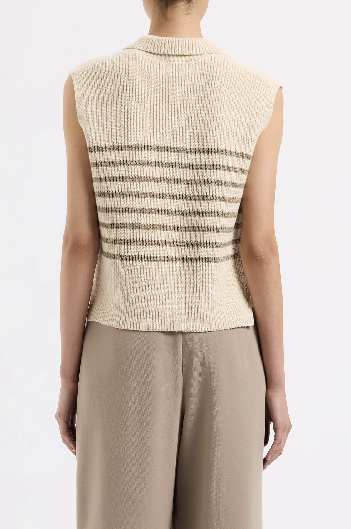 Nude Lucy Enes Stripe Knit Vest Chestnut Stripe