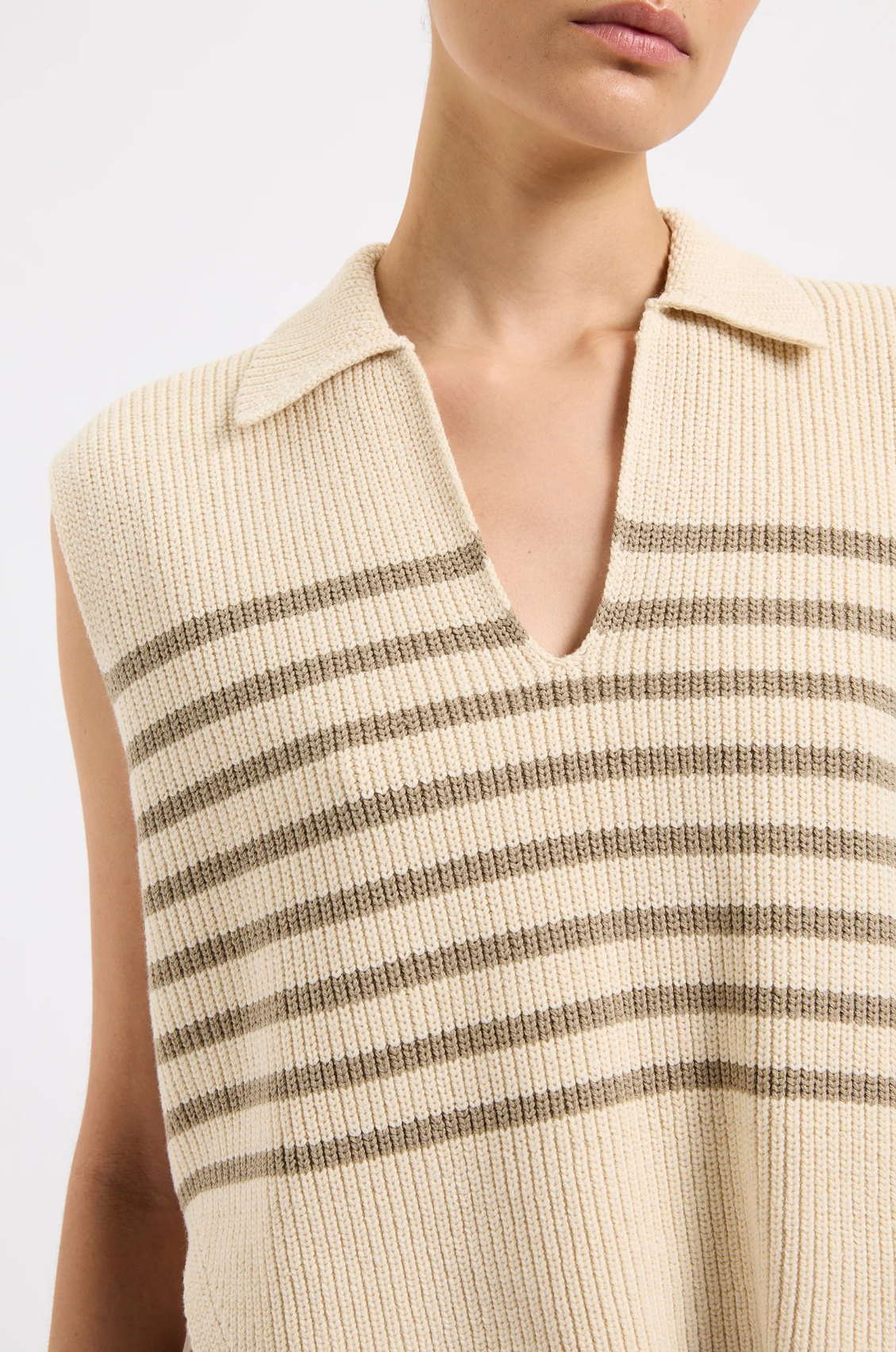 Nude Lucy Enes Stripe Knit Vest Chestnut Stripe